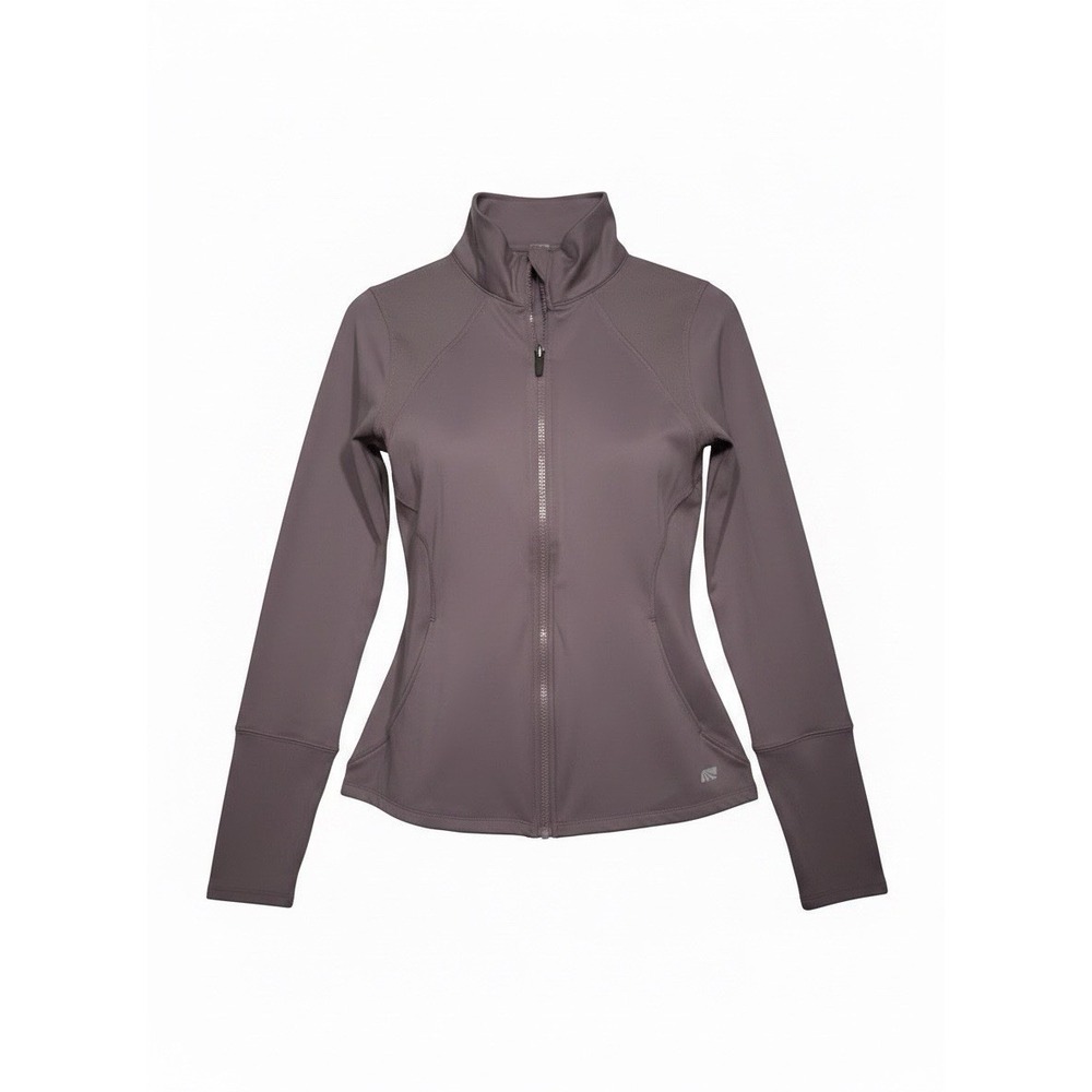 Marika Women's Purple Full Zip Track Jacket Pockets Long Sleeve Knit Sz S 17"PTP